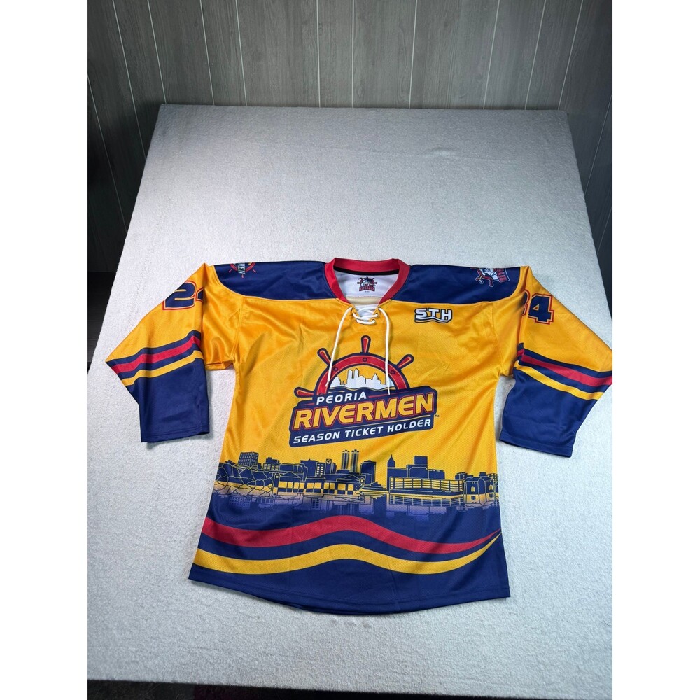 Peoria Rivermen Hockey Jersey PUCKPRDS Season Ticket Holder #24 XL-XXL